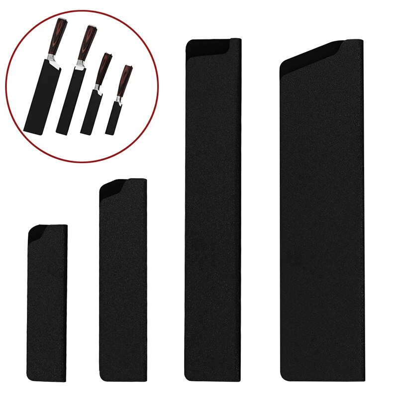 Black ABS Velvet Knife Blade Protector Set Universal Anti-fall Knife Covers Stainless Steel Kitchen Cooking Knives Cutlery Tools