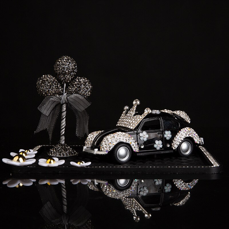 Luxus Diamant Jahrgang Auto Dekoration Zubehör Rosa einstellen Diamant Auto Modell Center Konsole Aromatherapie Ornament Bling: Schwarz 3Stck einstellen