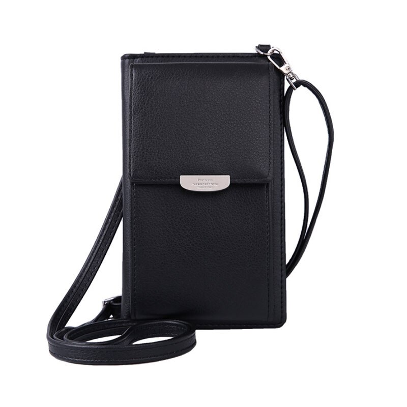 UHHBCCR Women Wallet Brand Cell Phone Wallet Big Card Holders Wallet Handbag Purse Clutch Messenger Shoulder Straps Bag: Black