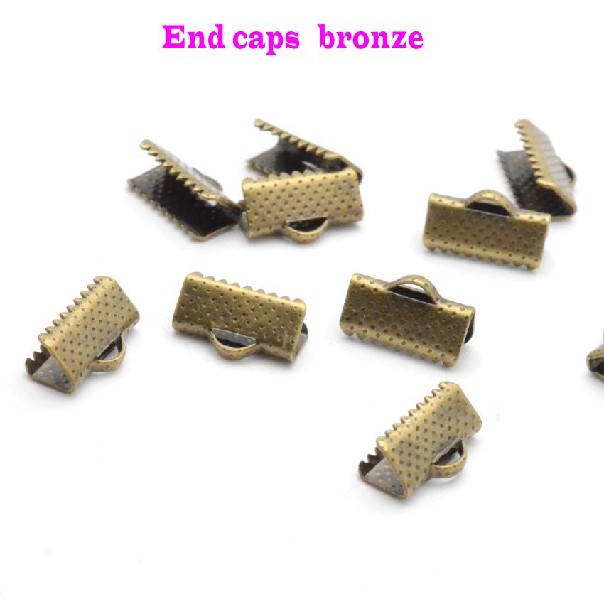 Jewelry Findings Diy 6/10/13mm Crimp beads cove clasps Cord End Caps String Ribbon leather Clip Foldover DIY: L / GRAY