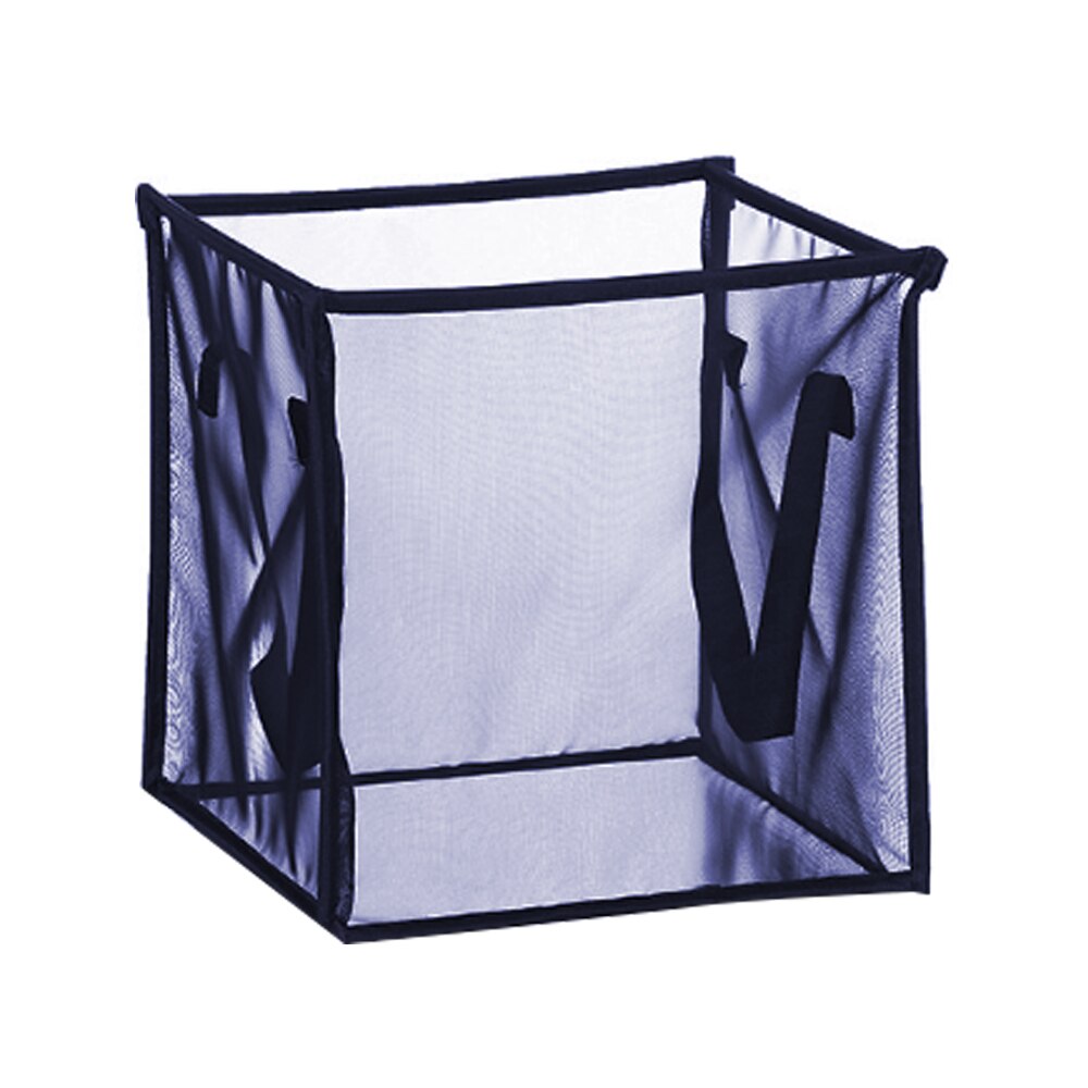 Cesta de malla cuadrada portátil para ropa sucia, contenedor de almacenamiento con asas de ropa sucia, organizador para el hogar, Cubo de almacenamiento de artículos diversos, 1/2 capas: blue 32x32x32cm