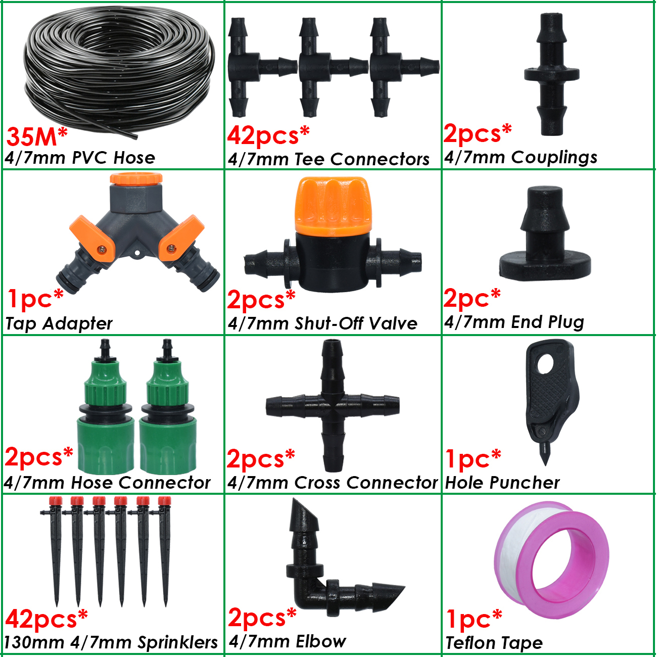 KESLA Garden Drip Irrigation System Adjustable Sprinkler Drippers 1/4'' Hose Ball Valve Timer Watering Flowers Lawn Greenhouse: Blue