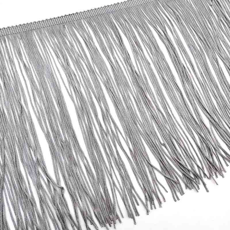 Ruban à franges en dentelle blanche de 50CM de Long, 15CM de large, pour bricolage, robe latine, vêtements de scène, accessoires: Grey