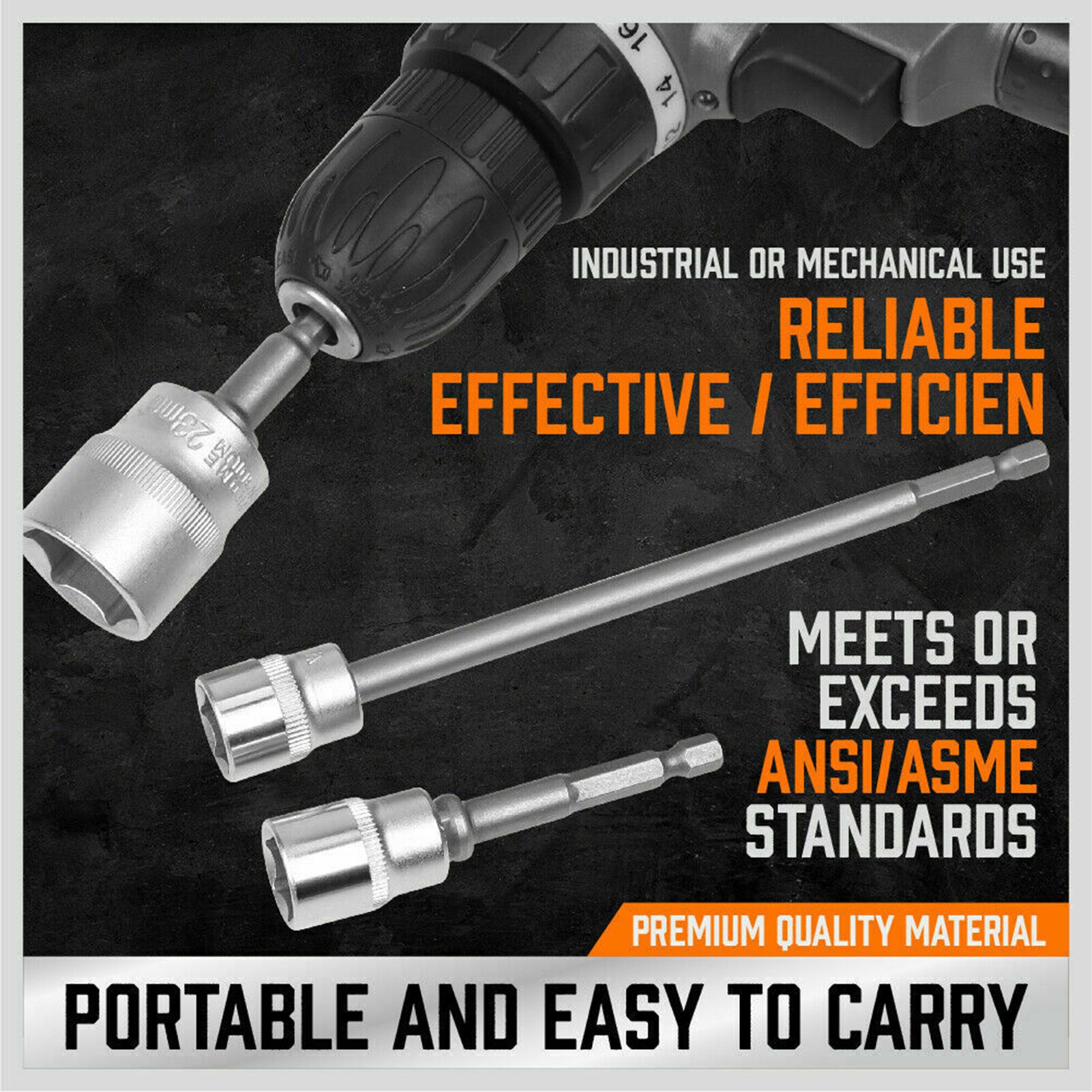 6Pcs 6'' & 3'' Impact Grade Socket Adapter Set 1/4'' 3/8'' 1/2'' Drive 1/4'' Hex Shank