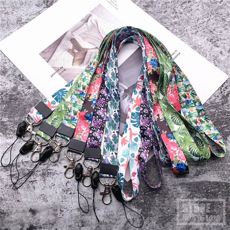 10Pcs/lot Phone Strap Lanyards for Key flower color Neck Strap For Lanyards Strap For Card Badge Gym Key Chain Lanyard Key: Mixed color delivery