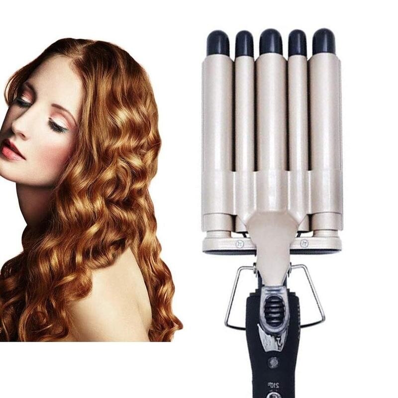 EU/US/UK Curling Iron 180-210 Degrees Tools Barrel Styler Hair Curlers Styling Electric Waver Hair Curl Five T S5W7