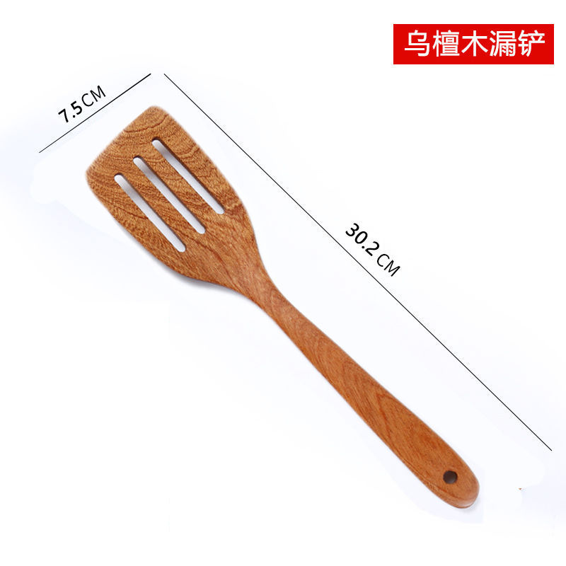 Espátula de madera, cuchara de madera, espátula para freír, cuchara de sopa resistente a altas temperaturas de madera maciza, sin pintura, sin cera, Material Natural: Plata