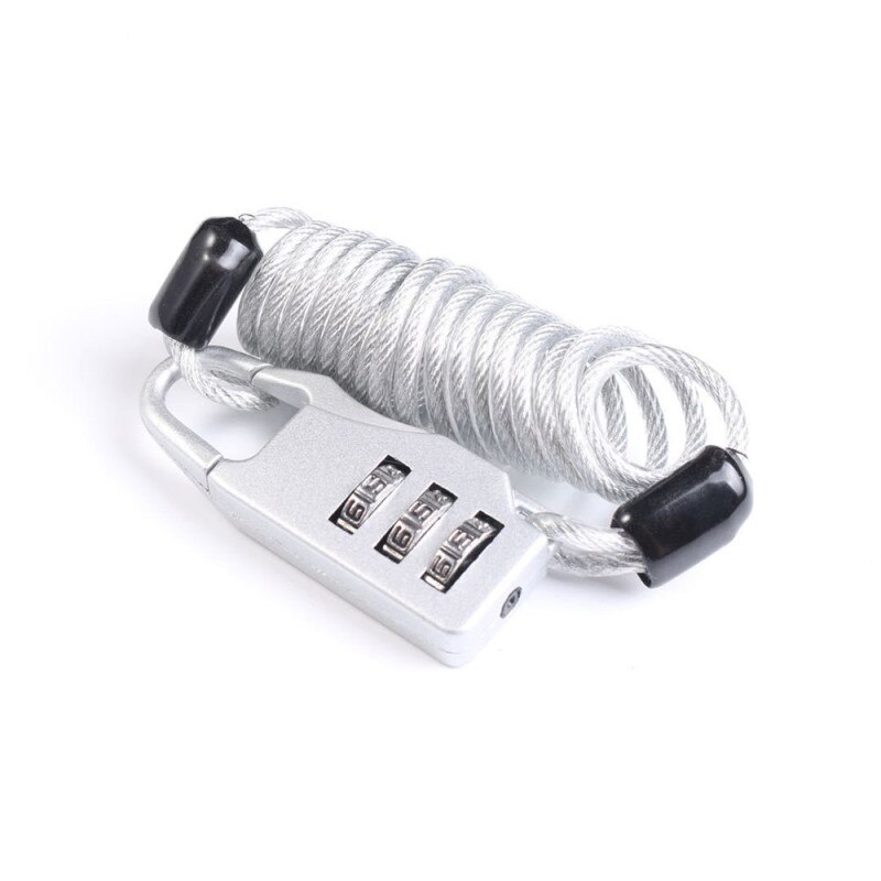 WEST BIKING Bicycle Lock Anti-theft Mini Helmet Lock Motorcycle Cycling Scooter 3 Digit Combination Password Safety Cable Lock: Silver