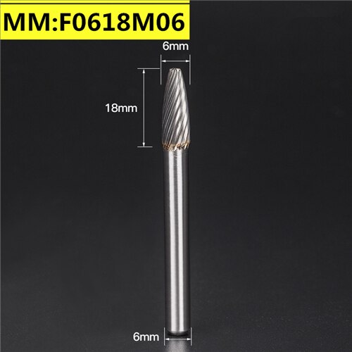 1pcs-free Vhm Tungsten Staal Frees, 6Mm Schacht F Type Metalen Elektrische Slijpen Hoofd, polijsten Tool: F0618M06