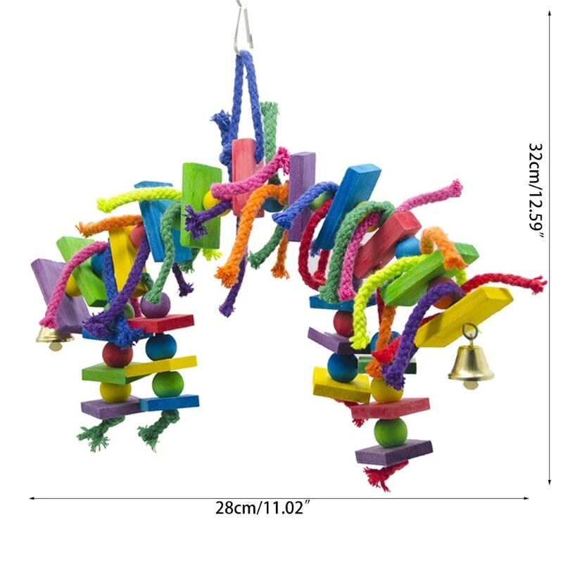 Wooden Block Bird Parrot Gnaw Rainbow Bridge Toys for Small and Medium Parrots and Birds Climb Hanging Toys: Default Title