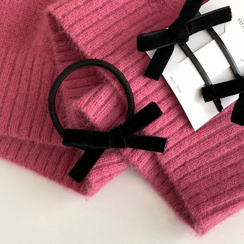 Paquete de 2 pinzas para el pelo con lazo de terciopelo negro para niña, diademas para niña, pasadores, bandas elásticas para el cabello para mujer