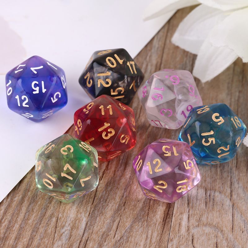 7 pièces/ensemble Transparent D20 polyèdre 20 côtés dés numéros cadrans tableau plateau jeu de rôle pour Bar Pub Club Party