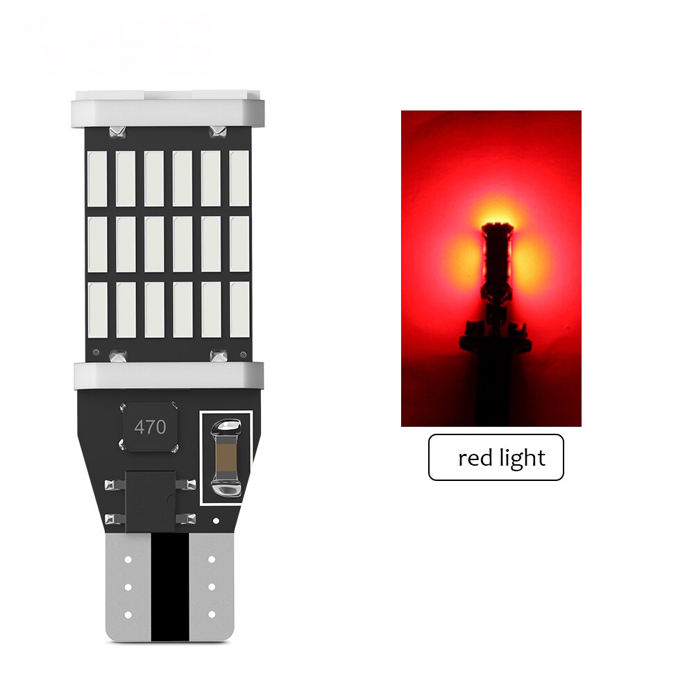 Bombillas LED Canbus T15 W16W WY16W 4014 45SMD para coche, lámpara de marcha atrás, sin Error, blanco, rojo, ámbar, 6000K, 2 uds.: Blanco
