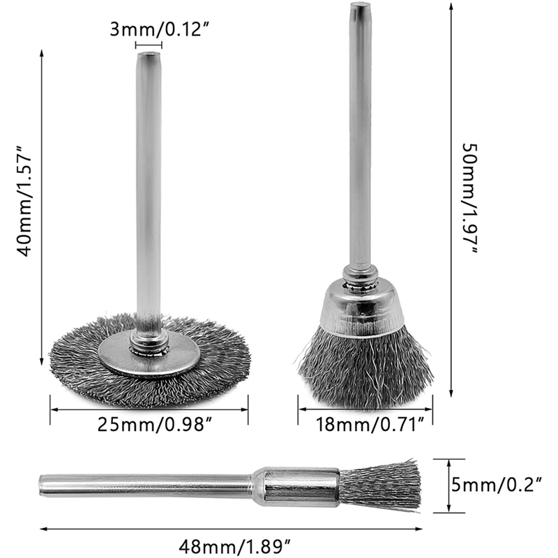 A02f-- delt stålbørstesæt 72- delt messing- og stålbørstesæt, roterende værktøjstilbehør til polering og rengøring af værktøj