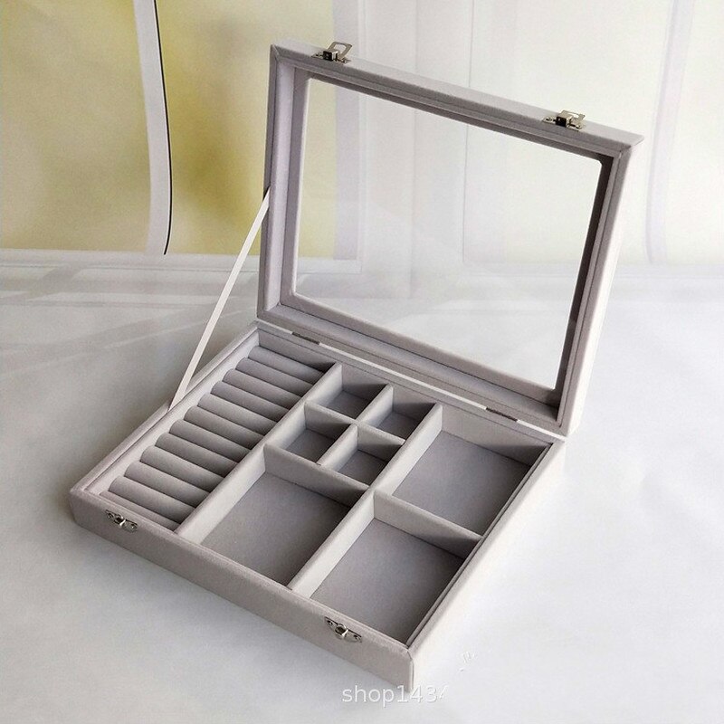 24 roosters fluwelen sieradenlade, afneembare sieraden showcase doos, oorbel opbergdoos met compartimenten, doorzichtige deksel sieraden display box lade voor ringbeugels ketting houder organizer lade