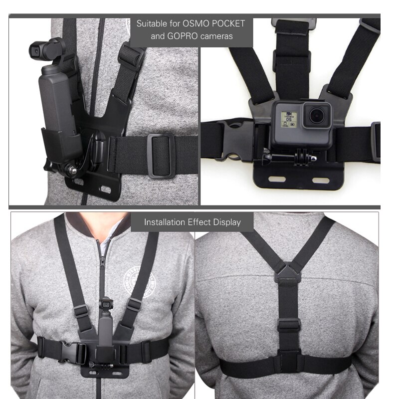 Osmo brystbælter bælte med j-formet base adapter til dji osmo lomme og osmo action kamera tilbehør