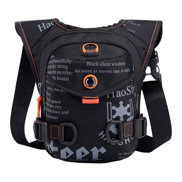 Bolsa cartuchera de nailon para hombre, riñonera cinturón de cadera, bolsos de hombro tipo bandolera para montar en motocicleta: Black