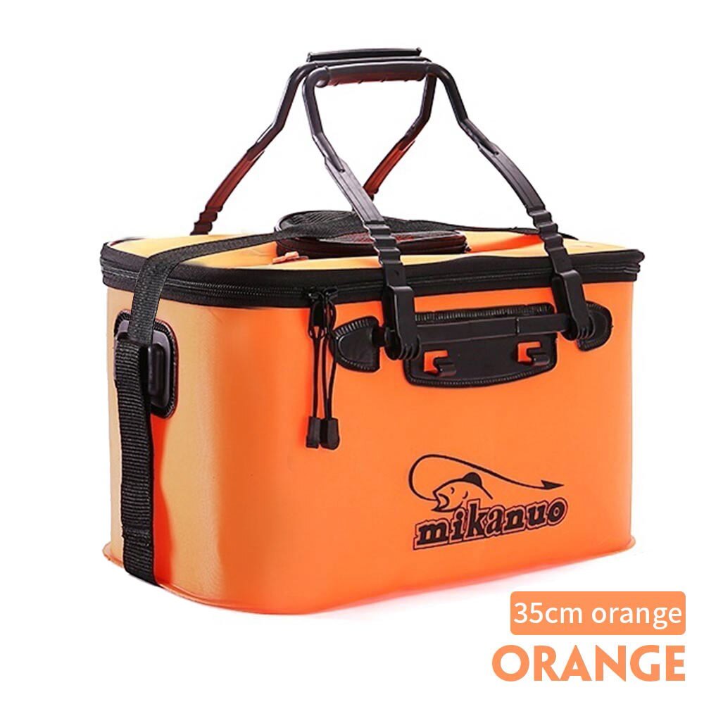 Cubo de pesca plegable portátil EVA, caja de aparejos, caja de pescado vivo, equipo de pesca al aire libre, bolsa de almacenamiento: 35cm orange