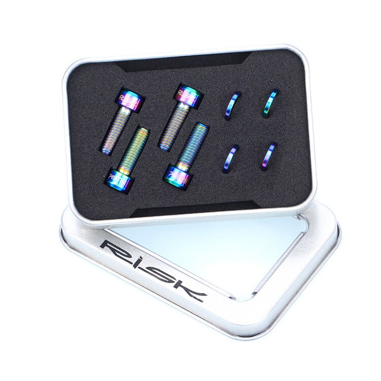 4 Pcs M6x18 Fiets Schijfrem Klem Bout Met Concave Pakking Pak Suite Voor Slx Xt 3 Kleuren Fiets Apparaat vaste Schroef Bouten: 18mm Rainbow