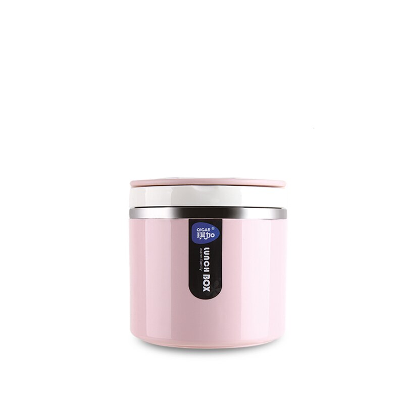 Japansk bärbar termisk matlåda matlåda i rostfritt stål för mat bentolåda läckagetät termos matbehållare matlåda: Rosa 1 lager