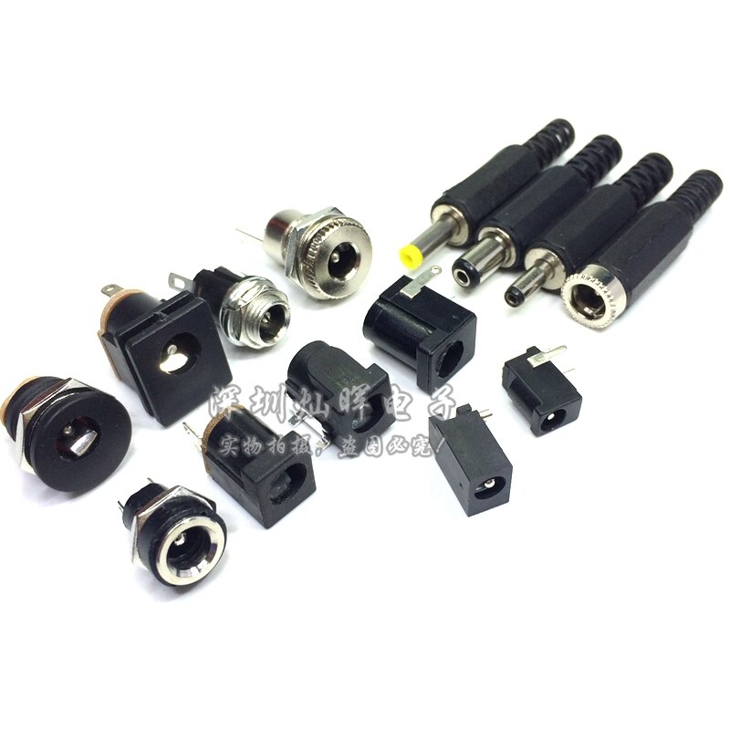 10pcs male and female DC Power plug 5.5*2.1MM 5.5*2.5MM 3.5*1.35MM 5.5*2.1 Jack Adapter Connector Plug Golden DC-022B DC-025M