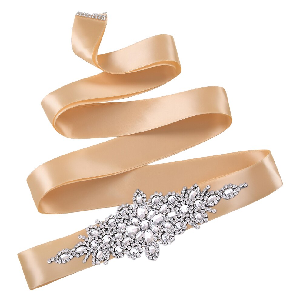 Topqueen  s01 brudebelte kvinner aftenkjole tilbehør perlebelte bredt rhinestone brudebelte brudebelte glitterbelte: champagne