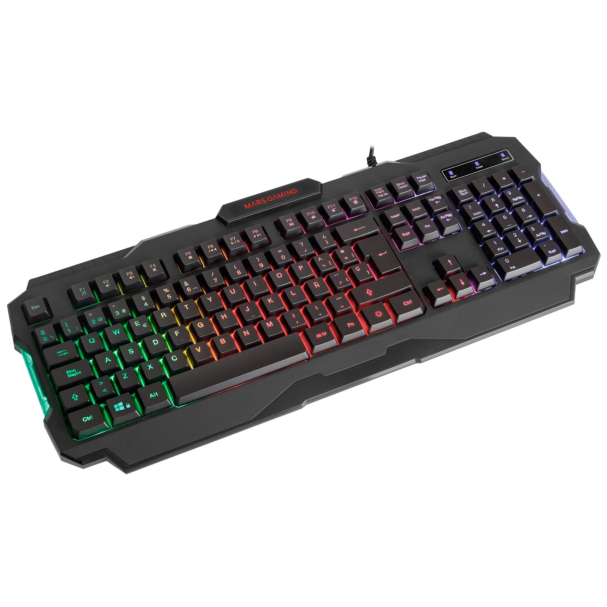 Mars Gaming MRK0, Teclado Gaming RGB Rainbow, Antighosting, Idioma Español / Francés / Portugués