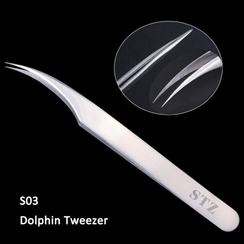 STZ 1pcs Rvs Wimper Extension Pincet Rechte Gebogen Curler Voor Wimper-valse Clip Makeup Nail Art Gereedschap s01-05: S03