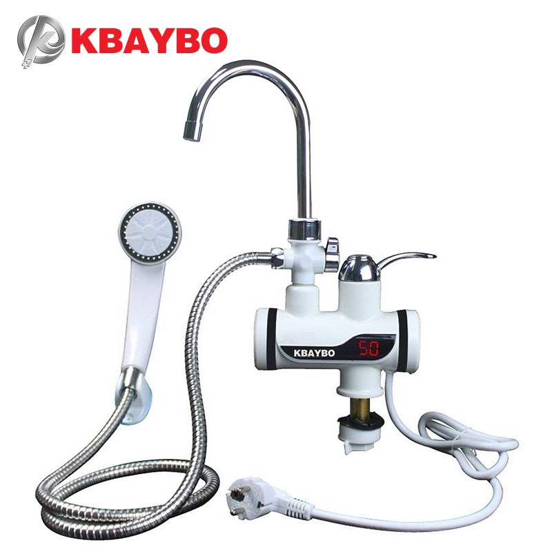 KBAYBO 3000W Electric Water Heater Instant Tankless Water Heater and cold water tap under let Kitchen sink Water Heating