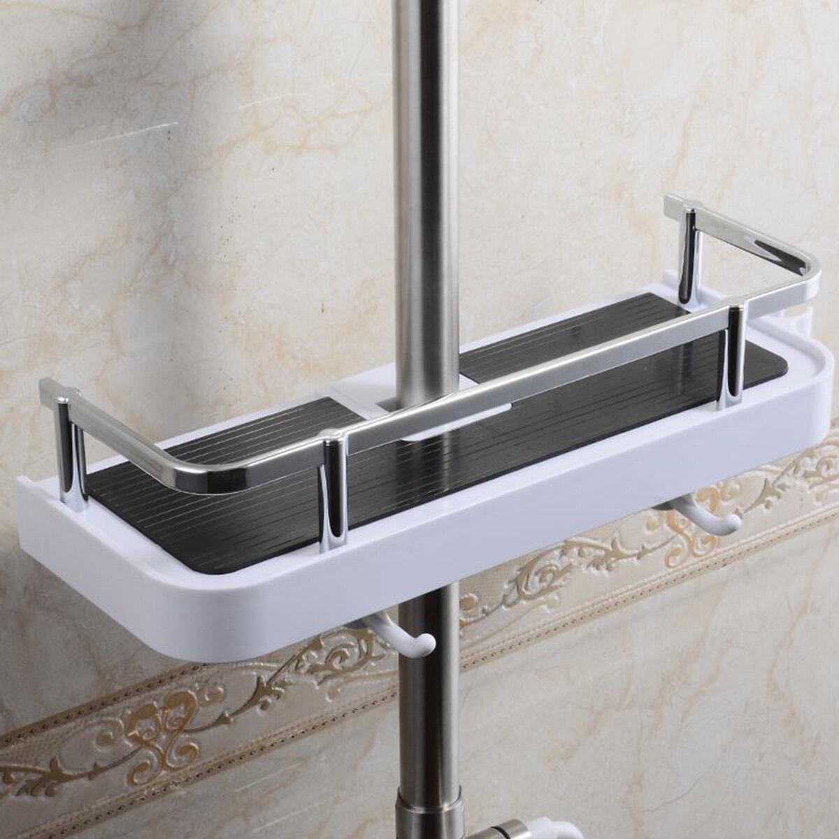1 estante de baño estante de ducha bandeja de baño para toalla y champú soporte de ducha de un solo nivel accesorios de baño