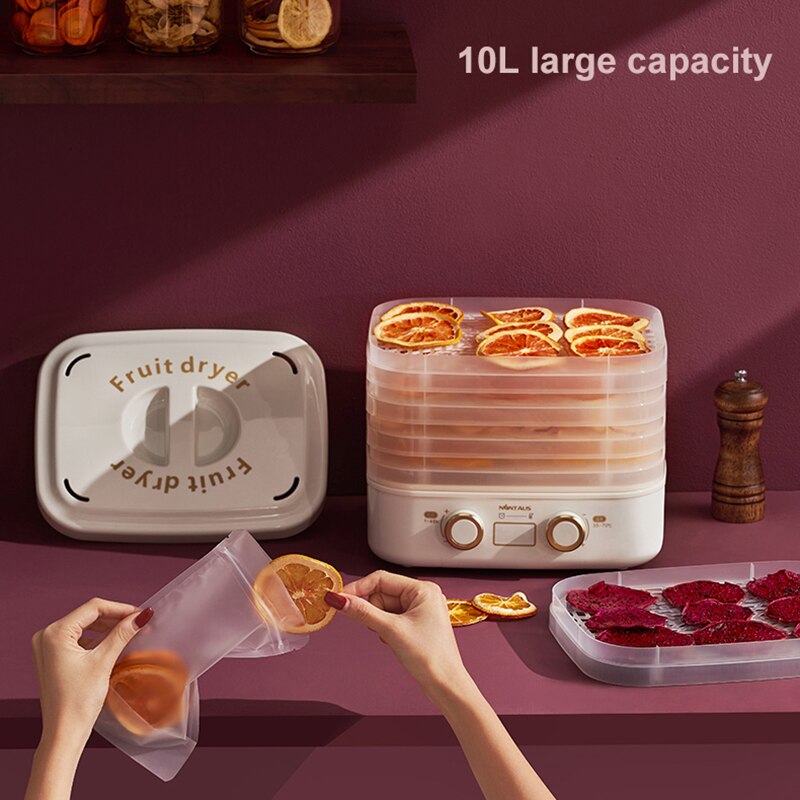 220V Household Dried Fruit Maker Automatic Food Dryer Multifunction Fruit Vegetables Spices Dehydrator Adjustable Height 5 Layer