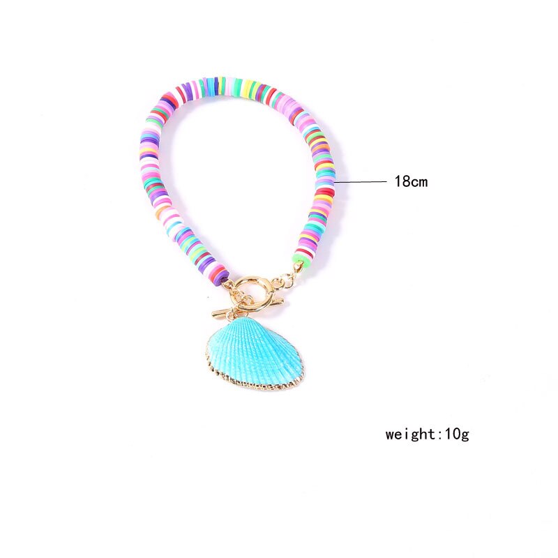 18cm Bohemia Colorful Shell Bracelet for Women Clay Bracelet Alloy OT Buckle Summer Beach Jewelry
