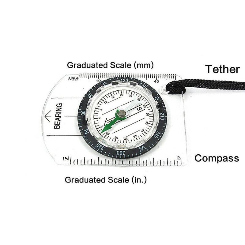 All In One Outdoor Hiking Camping Baseplate Mini Compass Compass Mm Map Scale Ruler Multifunctional Equipment