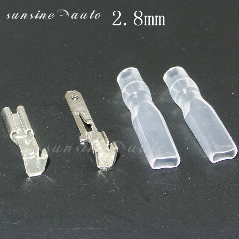 200PCS 6.3mm 4.8mm 2.8mm Crimp Terminal 50 Female Spade Connector + 50 Male Spade Connector+ 100 Case