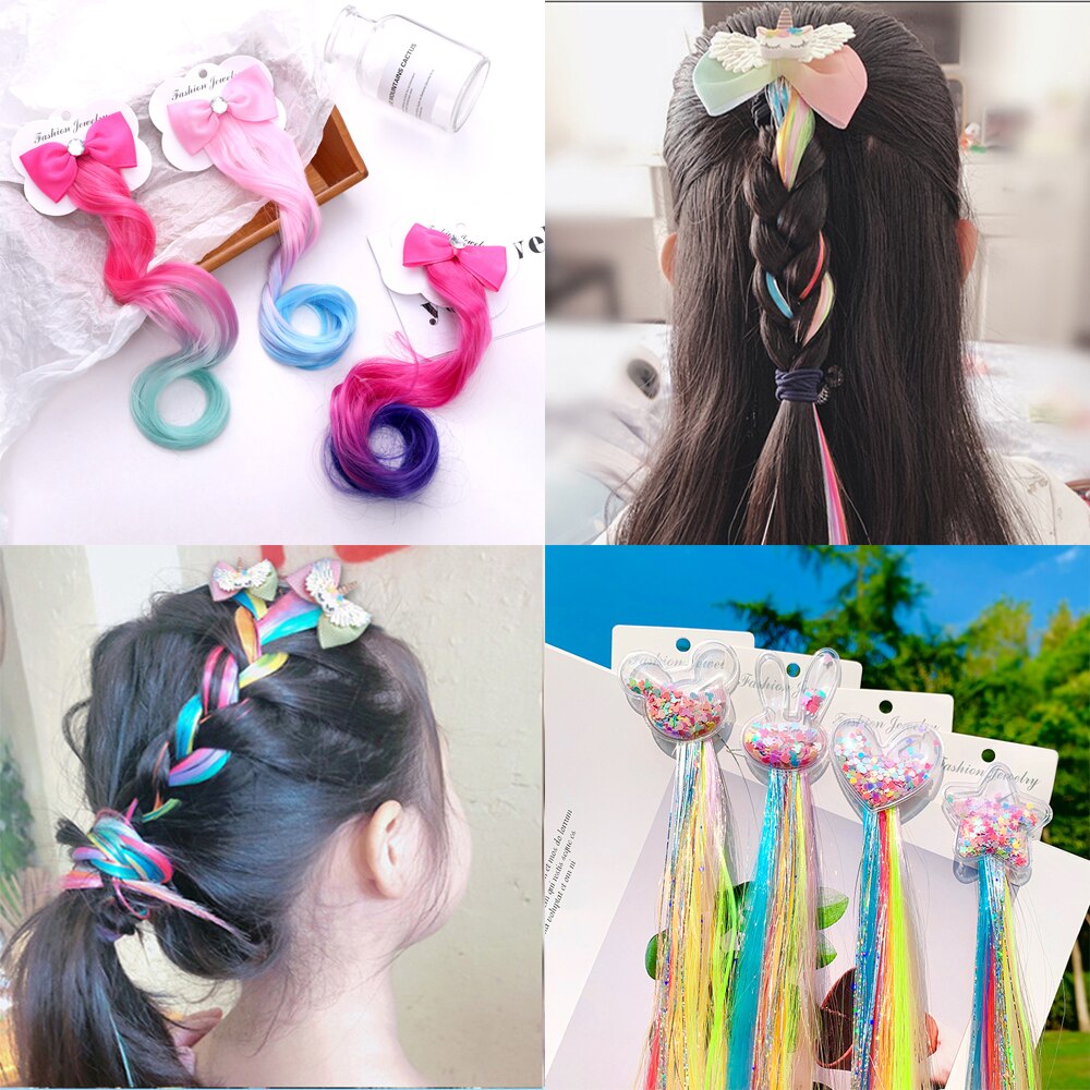 Rosa Bogen Haar Clip Regenbogen Für Mädchen & Frauen Bunte Prinzessin Haar Erweiterungen Clip Haar Zubehör Schmetterling Kopfschmuck Party