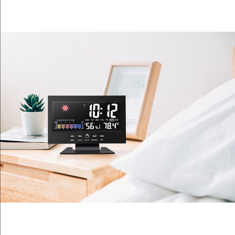 Indoor Weather Station Desk Clock Thermometer Hygrometer LCD Electronic Digital Calendars Alarm Clock Temperature Humidity Meter