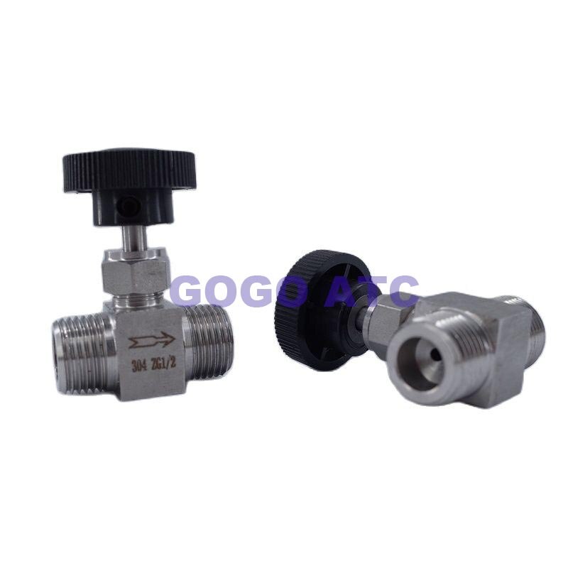 Free ship Adjustable Needle valve 1/8" 1/4" 3/8" 1/2" male thread stainless steel 304 Flow Control crane Straight needle valve