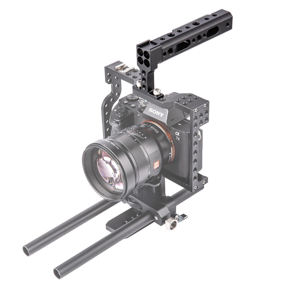 Fanshang universele kaastop handgreep met cold shoe bevestiging voor dslr camera kooi rig monitor led licht microfoon diy ft -11