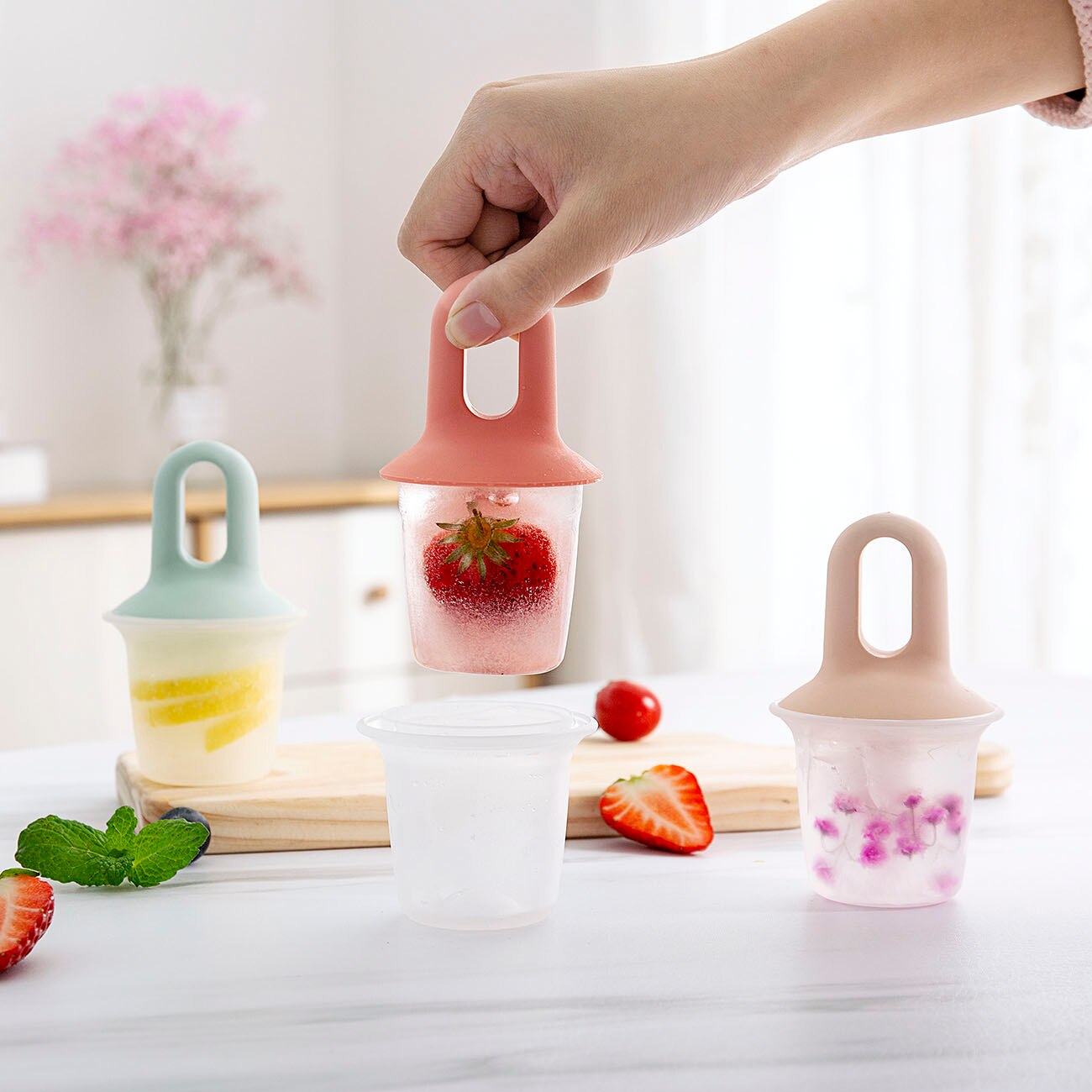 Molde redondo para hacer helados, palito de cubitos de hielo, bandeja de hielo casera, funda duradera, herramienta para postres