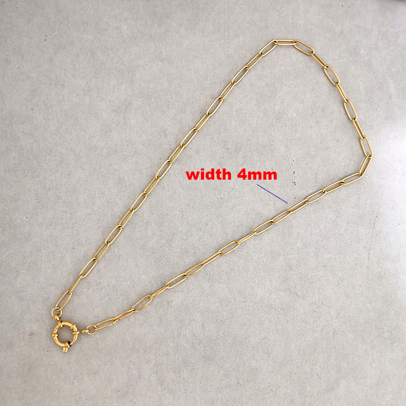 Collar con cierre de ancla para hombre y mujer, gargantilla de acero inoxidable con eslabones geométricos, cadena Cuba básica DIY, de hebilla de Color dorado y plateado