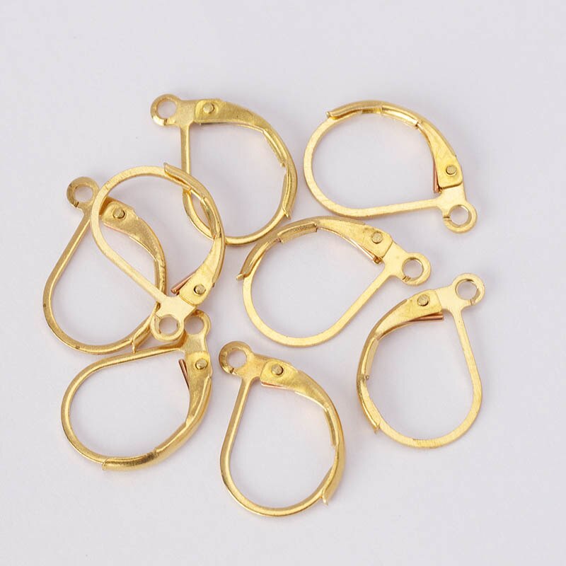 50 Stks/partij 15X10 Mm Zilver Goud Franse Lever Earring Haken Draad Instellingen Base Hoops Oorbellen Voor Diy sieraden Maken