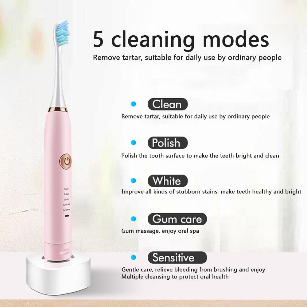 Smart Ultrasonic Sonic Electric Toothbrush USB Rechargeable Adult Tooth Brush High Frequency Vibrate Whitening Teeth Brush