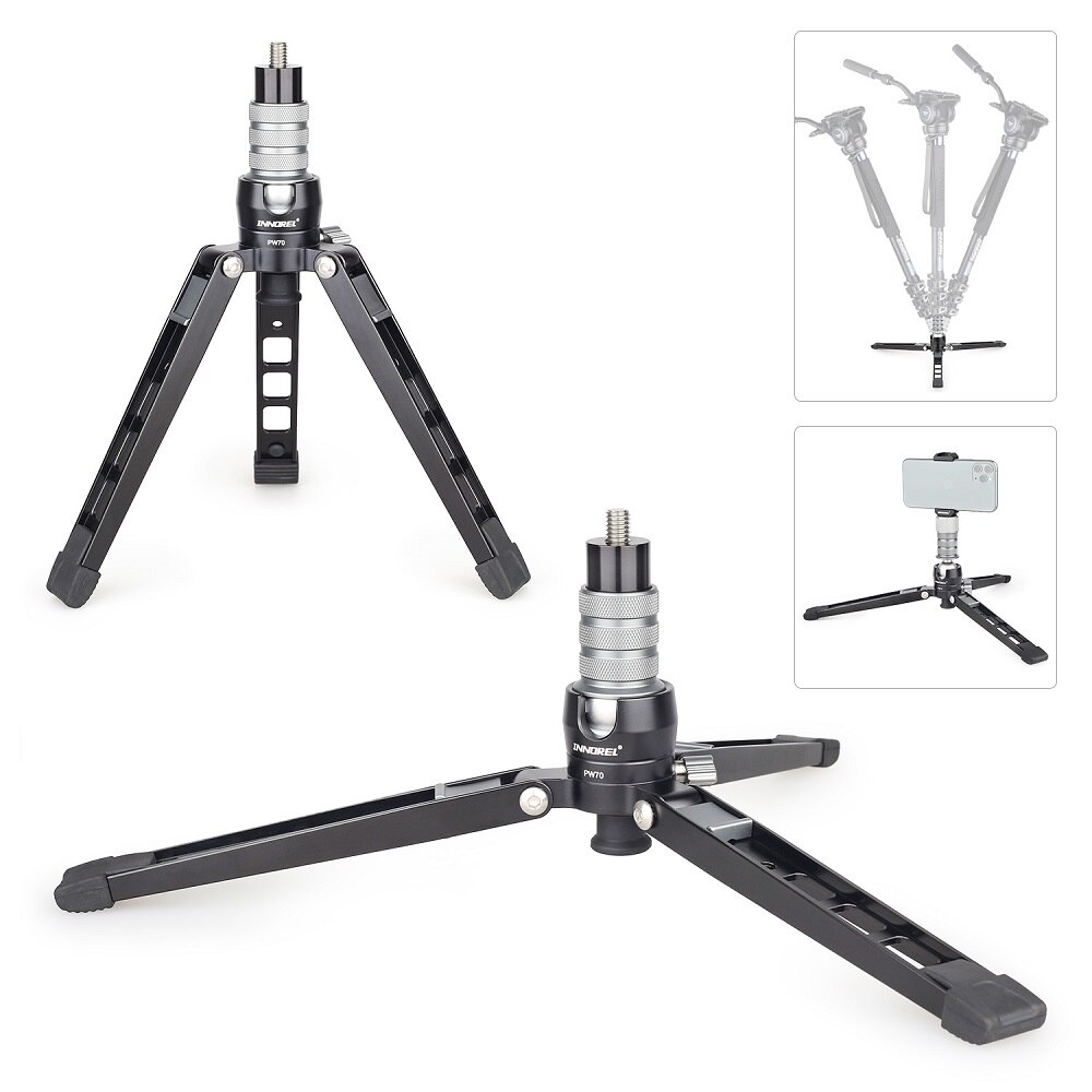 Pw70 tripé mini multifuncional de alumínio, suporte de fotografia para câmera dslr, smartphones com base de monopé