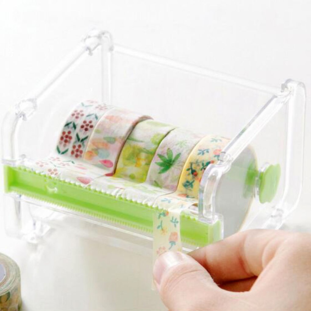Adhesive Tape Dispenser Office Desktop Paper Stationery Masking Tape Holder Storage Organizer Dispenser