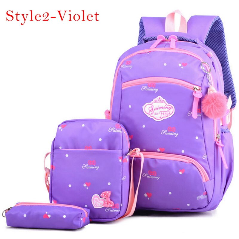 3 Pcs Afdrukken Schooltas Voor Kinderen Kids School School Rugzakken Voor Meisjes Tiener Roze Paars Bagpack: 8