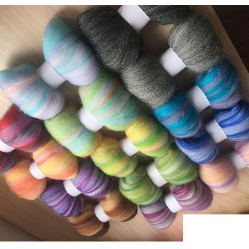 WFPFBEC 70 S wol voor vilten gekamd 100% wol merino vilt in handwerken wol roving DIY set 5 g/zak 14 kleuren