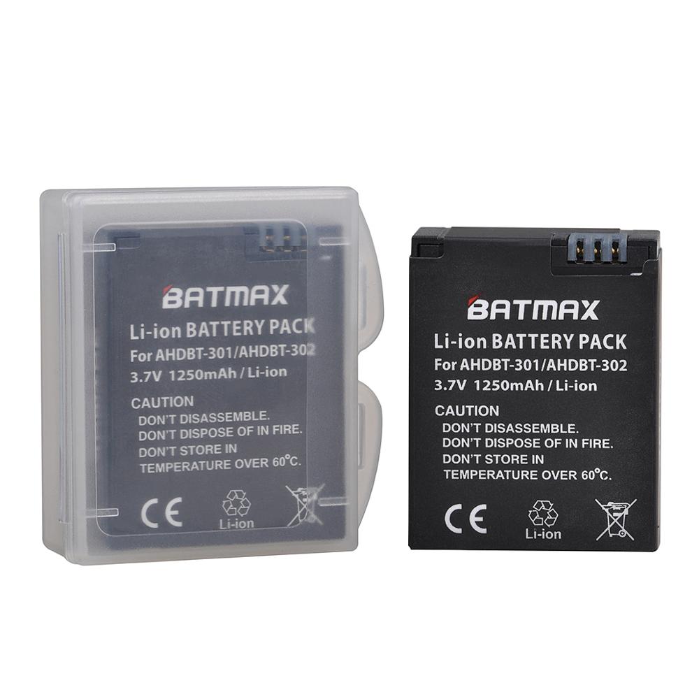 2 uds. De batería AHDBT-301 + cargador Dual LCD USB para GoPro Hero3 Hero3 + hero 3 hero 3 + baterías para cámara negra