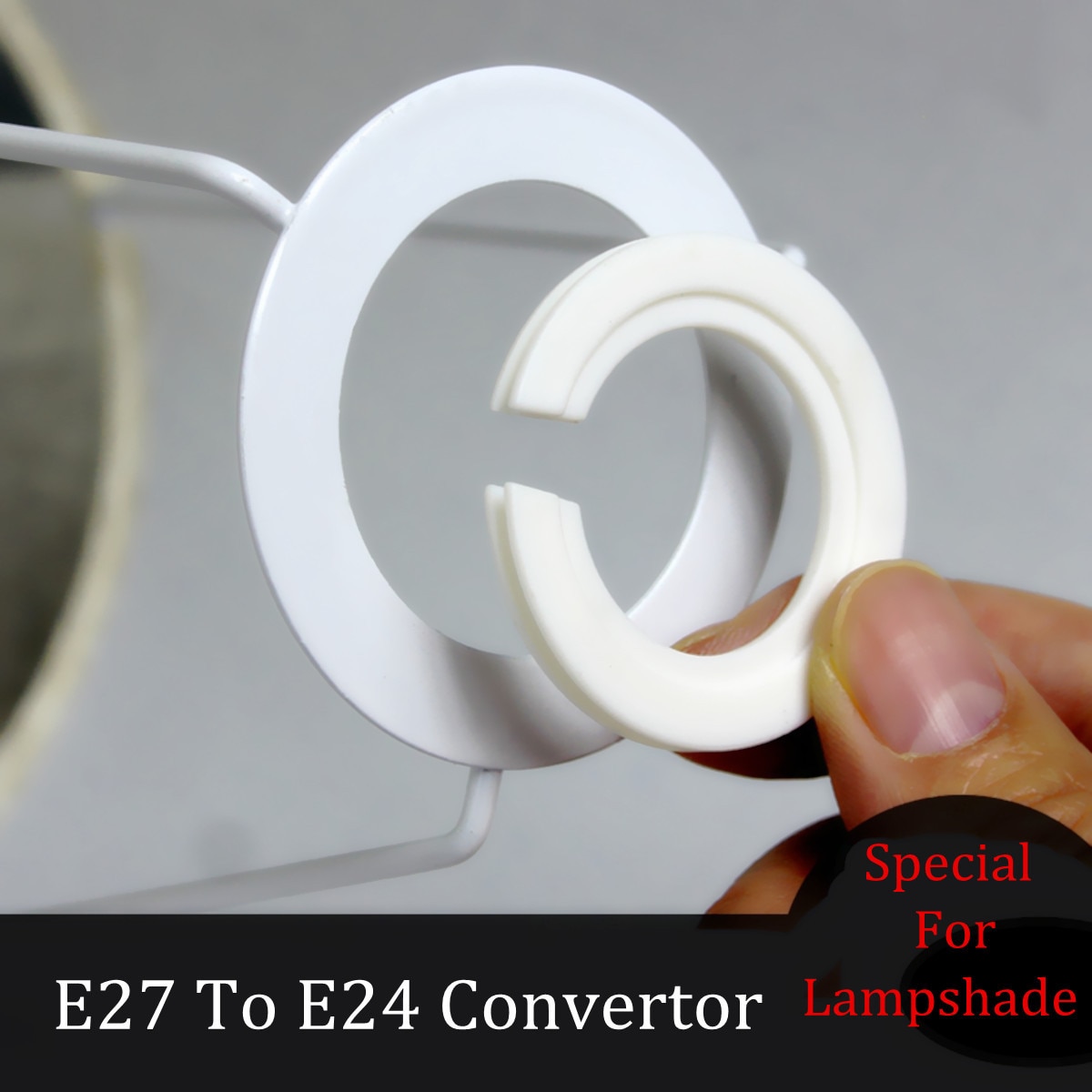 Lampeskærm  e27 konverteres til  e14 lampeskærm lys fix skærme stikkontakt ring adapter skive transverter holderbeslag  e 27 14 hvid