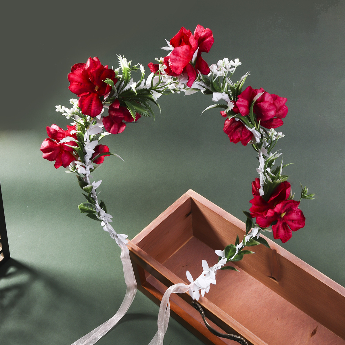 Simulatie Witte Krans Bruiloft Bloem Haarband Hoofdband Fotoshoot Hoofddeksels Rose Krans Bloem Haarband: Black