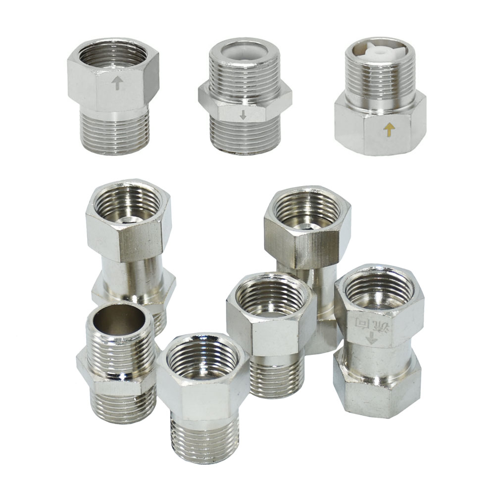 1/2" 3/4 Inch Thread Check Valve Connector Brass Copper Bathroom Water Heater Toilet Connector Coupler One-way Joint Adapter